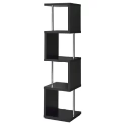 Baxter 4 Shelf Zig Zag Bookcase With Chrome Details - Coaster -Luxe Living Interiors Shop GUEST 54c79266 b51f 403a af87 203997e3c6d7
