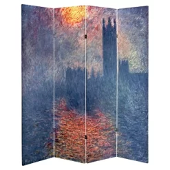 Monet Fine Art Double Sided Room Divider Impression Sunrise And Houses Of Parliament - Oriental Furniture -Luxe Living Interiors Shop GUEST 55129749 9335 495c b887 b38a153b0eae