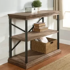 36.25" Archer Ridge Three Tier Bookcase Brown/Black - Stylecraft