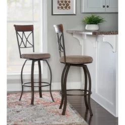 29" Carter Swivel Barstool Metal/Tan/Cherry - Powell Company