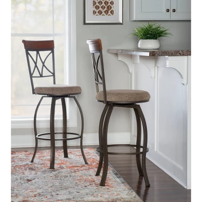 29" Carter Swivel Barstool Metal/Tan/Cherry - Powell Company 3 29" Carter Swivel Barstool Metal/Tan/Cherry - Powell Company