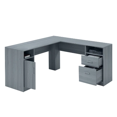 Functional L Shaped Desk With Storage Gray - Techni Mobili 7 Functional L Shaped Desk With Storage Gray - Techni Mobili - Image 5