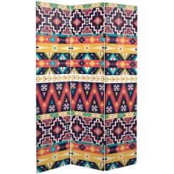 6" Double Sided Ikat Canvas Room Divider - Oriental Furniture