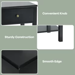 Costway 2PCS End Table Nightstand Storage Display Drawer Shelf Beside Table WhiteBlack -Luxe Living Interiors Shop GUEST 56bbc303 4386 4c1f b13f 77bf79dbc9e4