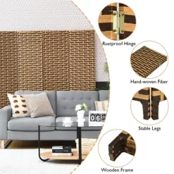 Costway 4 Panel Fiber Privacy Partition Screen Folding Room Divider Weave 6FT Tall -Luxe Living Interiors Shop GUEST 57f7e6da 32f1 4029 a179 cd9083916d98