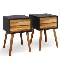 Costway 2PCS Wooden Nightstand Mid-Century End Side Table W/2 Storage Drawers -Luxe Living Interiors Shop GUEST 586d2cbe 2c69 41fd 9bb0 f7b4f77213e7