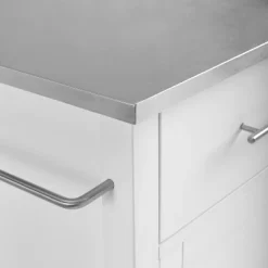 Savannah Stainless Steel Top Compact Kitchen Island Cart White - Crosley -Luxe Living Interiors Shop GUEST 5964c3ab 6565 49b7 b6bf 8be0ea08cbf3