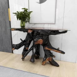 Contemporary Teak Wood Console Table Gold - Olivia & May -Luxe Living Interiors Shop GUEST 5a171fa0 af8d 4d00 a5e6 b80d3ed50677