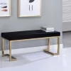 Simple Relax Fabric Upholstered Bench In Black And Champagne Finish