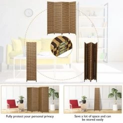Costway 4 Panel Fiber Privacy Partition Screen Folding Room Divider Weave 6FT Tall -Luxe Living Interiors Shop GUEST 5b2cd1b7 f132 4923 9dc3 48976ce21198