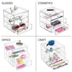 MDesign Plastic Glasses Storage Organizer Box, 3 Drawers -Luxe Living Interiors Shop GUEST 5b4818a5 0251 4646 acff 272ef58174e1