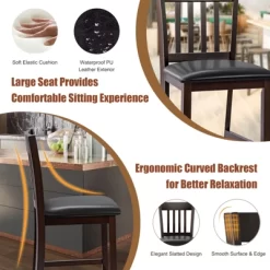 Tangkula Set Of 2 Bar Stools Counter Height Pub Chairs W/ PU Leather Seat&Rubber Wood Legs -Luxe Living Interiors Shop GUEST 5ba49ff3 8ae6 41bc 90e5 ea22d813642e