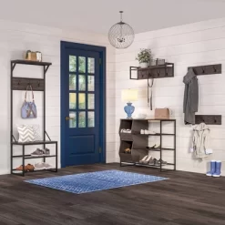 Afton 4 Hook Metal Frame Wall Shelf Woodgrain - RiverRidge Home -Luxe Living Interiors Shop GUEST 5da4097f 0463 4a1d 9e0d 1f506ca73cf4