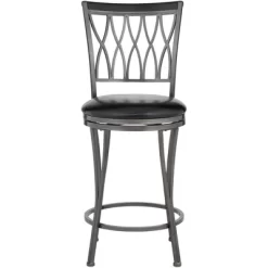 Elm Lane Black Swivel Bar Stools Set Of 2 24 1/2" High Traditional Round Cushion Upholstered Kitchen Counter Height Island Home -Luxe Living Interiors Shop GUEST 5da7be9e d680 4f71 8ae5 a5c29db4dae3