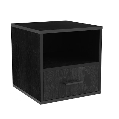 Hastings Home End Table, Stackable Modular Cube With Drawer, Black 9 Hastings Home End Table, Stackable Modular Cube With Drawer, Black - Image 7