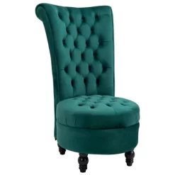 HOMCOM Retro High Back Armless Royal Accent Chair Fabric Upholstered Tufted Seat For Living Room, Dining Room And Bedroom -Luxe Living Interiors Shop GUEST 5ee8258b 91be 4787 99a1 100abe0ceb91