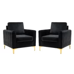 Set Of 2 Iapygia Contemporary Tufted Wooden Upholstered Club Chair With Metal Legs For Bedroom Club Chair| ARTFUL LIVING DESIGN 32 Set Of 2 Iapygia Contemporary Tufted Wooden Upholstered Club Chair With Metal Legs For Bedroom Club Chair| ARTFUL LIVING DESIGN -Luxe Living Interiors Shop GUEST 5efa1965 b4d0 441a a8a9 7a1d2a8ea718
