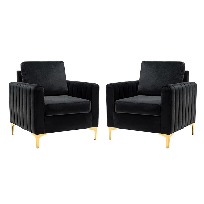 Set Of 2 Iapygia Contemporary Tufted Wooden Upholstered Club Chair With Metal Legs For Bedroom Club Chair| ARTFUL LIVING DESIGN 15 Set Of 2 Iapygia Contemporary Tufted Wooden Upholstered Club Chair With Metal Legs For Bedroom Club Chair| ARTFUL LIVING DESIGN - Image 13