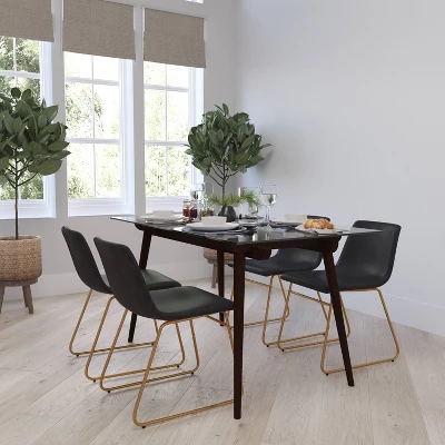 Set Of 2 Faux Leather Bucket Seat Dining Chairs With Frame - Merrick Lane 18 Set Of 2 Faux Leather Bucket Seat Dining Chairs With Frame - Merrick Lane - Image 16