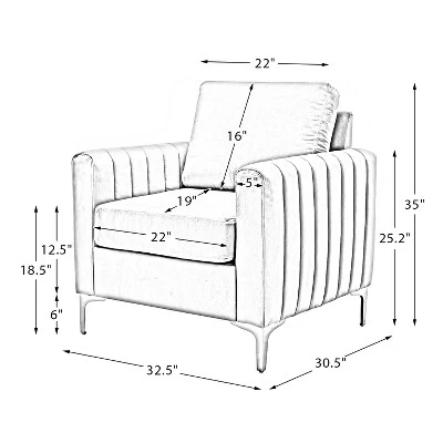 Set Of 2 Iapygia Contemporary Tufted Wooden Upholstered Club Chair With Metal Legs For Bedroom Club Chair| ARTFUL LIVING DESIGN 11 Set Of 2 Iapygia Contemporary Tufted Wooden Upholstered Club Chair With Metal Legs For Bedroom Club Chair| ARTFUL LIVING DESIGN - Image 9