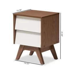 Hildon Mid - Century Modern Wood 2 - Drawer Storage Nightstand - White, "Walnut" Brown - Baxton Studio -Luxe Living Interiors Shop GUEST 6017639b f769 4bd0 896e 0fb57e9284cd