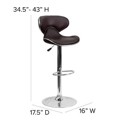 Emma And Oliver Contemporary Cozy Mid-Back Vinyl Adjustable Height Barstool 5 Emma And Oliver Contemporary Cozy Mid-Back Vinyl Adjustable Height Barstool - Image 3