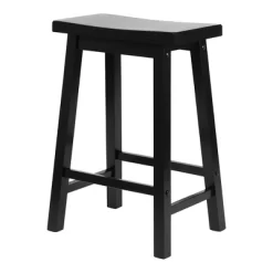 PJ Wood Classic Saddle-Seat 24'' Tall Kitchen Counter Stool For Homes, Dining Spaces, And Bars With Backless Seat, 4 Square Legs, Black (5 Pack) -Luxe Living Interiors Shop GUEST 611731a3 f5b4 4022 a508 5c5b00c4bc70