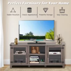 Costway TV Stand Entertainment Center For TV's Up To 65'' W/ Storage Cabinets Deep Taupe -Luxe Living Interiors Shop GUEST 6129ee58 a9a3 4cec 8501 75be14c6230e