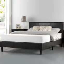 Jade Faux Leather Upholstered Platform Bed Frame Black - Zinus