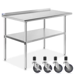GRIDMANN Stainless Steel Table With Backsplash & 4 Casters (Wheels), NSF Commercial Kitchen Work & Prep Table -Luxe Living Interiors Shop GUEST 61948331 e135 4cc7 ae3d 95411af18cd4