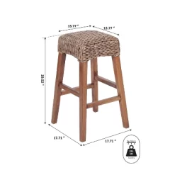 JONATHAN Y Maui Rustic Bohemian Hyacinth/Wood Backless Bar Stool, Brown Wash Woven Seat With Natural Wood Frame -Luxe Living Interiors Shop GUEST 61ac7b17 464c 46e4 a638 a8e512bf9b03