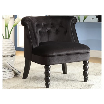 Flax Victorian Style Contemporary Velvet Fabric Upholstered Vanity Accent Chair - Black - Baxton Studio 5 Flax Victorian Style Contemporary Velvet Fabric Upholstered Vanity Accent Chair - Black - Baxton Studio - Image 3