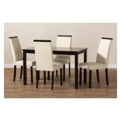 5pc Daveney Modern And Contemporary Espresso Faux Leather Upholstered Dining Set Cream, Dark Brown - Baxton Studio 10 5pc Daveney Modern And Contemporary Espresso Faux Leather Upholstered Dining Set Cream, Dark Brown - Baxton Studio -Luxe Living Interiors Shop GUEST 63706ac4 fbaa 42fd 8342 e3ebcba7f783