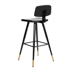 Flash Furniture Kora Commercial Grade Low Back Barstools-LeatherSoft Upholstery-Iron Frame-Integrated Footrest-Gold Tipped Legs-Set Of 2 -Luxe Living Interiors Shop GUEST 63967621 e824 4c5a acf9 e6bade83fd49