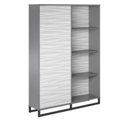 65.51" Large Maddock Bookcase Room Divider With Faux Wave Pattern Graphite - Room & Joy -Luxe Living Interiors Shop GUEST 63b7b8d9 714b 48b1 8ea0 118b635aaf3d