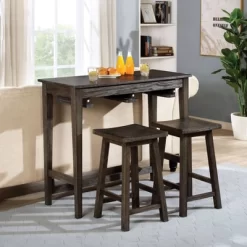 3pc Helbrana Bar Height Dining Set Gray - HOMES: Inside + Out
