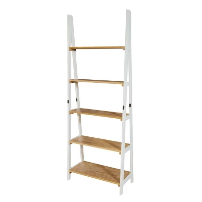 72.25" Medford Ladder Bookshelf Distressed White - OSP Home Furnishings 5 72.25" Medford Ladder Bookshelf Distressed White - OSP Home Furnishings - Image 3