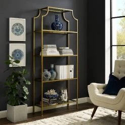 80.5" Aimee Etagere Gold - Crosley -Luxe Living Interiors Shop GUEST 66d9523a dc7e 4de3 aa1e 2a748d6d41c4
