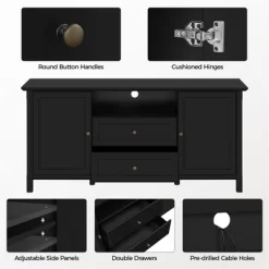 Yaheetech 58in Modern TV Console Table Mid-century TV Storage Cabinet Black -Luxe Living Interiors Shop GUEST 66eb56c2 18ae 4a70 b0c2 32648e5d889e