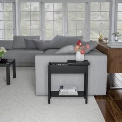 Hastings Home Flip-Top End Table With Hidden Hinged Storage Compartment And Lower Shelf - Matte Black -Luxe Living Interiors Shop GUEST 688974c3 ae74 41df 9296 b5259c27282c