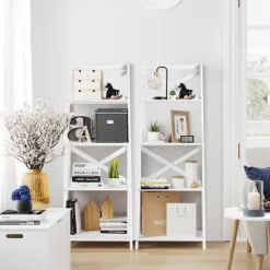 Costway 4-Tier Ladder Shelf Bookshelf Bookcase Storage Display Plant Leaning Shelf White 14 Costway 4-Tier Ladder Shelf Bookshelf Bookcase Storage Display Plant Leaning Shelf White -Luxe Living Interiors Shop GUEST 68c9109c 5bbd 4276 bdc3 5a6ebc907fb1
