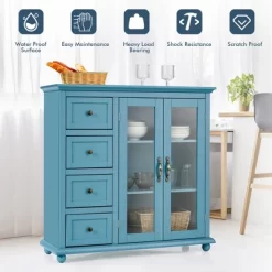 Costway Buffet Sideboard Table Kitchen Storage Cabinet W/ Drawers & Doors WhiteBlueGreen -Luxe Living Interiors Shop GUEST 69065e44 1e48 4b90 a7a8 6f10ecfc75ab