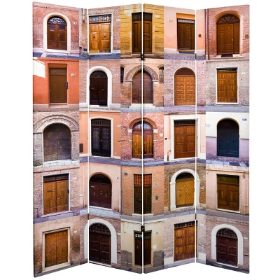 6' Tall Double Sided Doors Canvas Room Divider 4 Panel - Oriental Furniture 4 6' Tall Double Sided Doors Canvas Room Divider 4 Panel - Oriental Furniture - Image 2