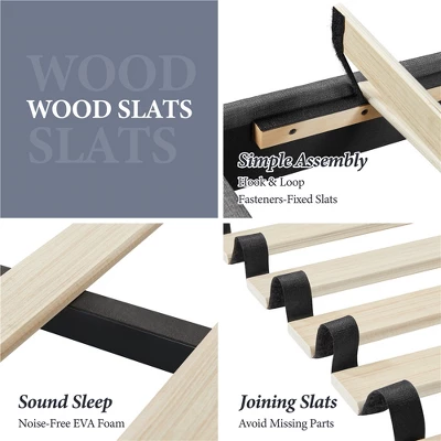 Yaheetech Upholstered Bed Frame With Wing Side 7 Yaheetech Upholstered Bed Frame With Wing Side - Image 5