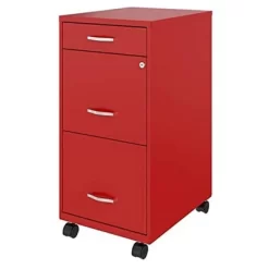 Space Solutions 18 Inch Wide Metal Mobile Organizer File Cabinet For Office Supplies & Hanging File Folders W/ Pencil Drawer & 3 File Drawers, Red -Luxe Living Interiors Shop GUEST 6a4821c1 f7c2 4b4e 8fd3 879bcbf6315d
