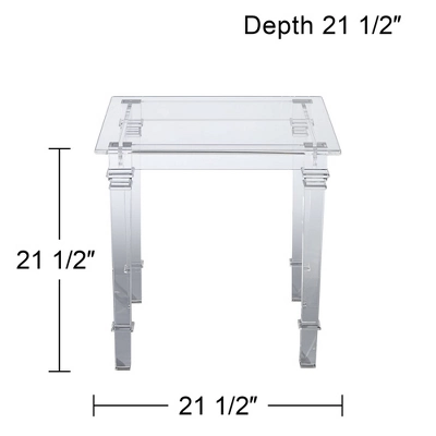 55 Downing Street Tustin Modern Lucite Acrylic Square Accent Side End Table 21 1/2" Wide Clear Tapered Legs For Living Room Bedroom Bedside Entryway 7 55 Downing Street Tustin Modern Lucite Acrylic Square Accent Side End Table 21 1/2" Wide Clear Tapered Legs For Living Room Bedroom Bedside Entryway - Image 5