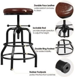 Yaheetech Industrial Counter Height Faux Leather Bar Stool Swivel -Luxe Living Interiors Shop GUEST 6b7cba46 85a8 4c46 80ae 7b1a141c1fe7