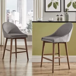 Set Of 2 24" Conrad Walnut Modern Counter Height Barstools - Inspire Q -Luxe Living Interiors Shop GUEST 6c3da74e 3216 4afc a918 0a439d754b92