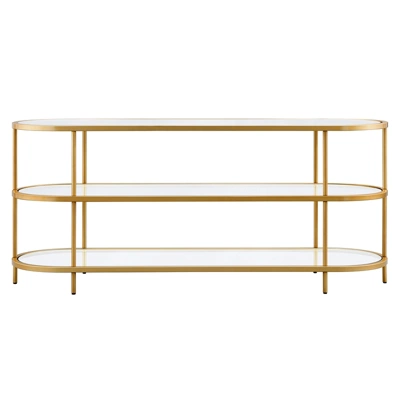 Brass Finish Oval TV Stand - Henn&Hart 10 Brass Finish Oval TV Stand - Henn&Hart - Image 8