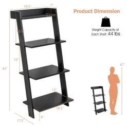 Costway 4-Tier Ladder Shelf Leaning Bookshelf WithAnti-falling Baffle Wood Bookcase Black/White 14 Costway 4-Tier Ladder Shelf Leaning Bookshelf WithAnti-falling Baffle Wood Bookcase Black/White -Luxe Living Interiors Shop GUEST 6ddf2cf5 18e9 47eb ba9f 8f8198a8d9b1